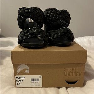 Steve Madden Black Braided Heels
